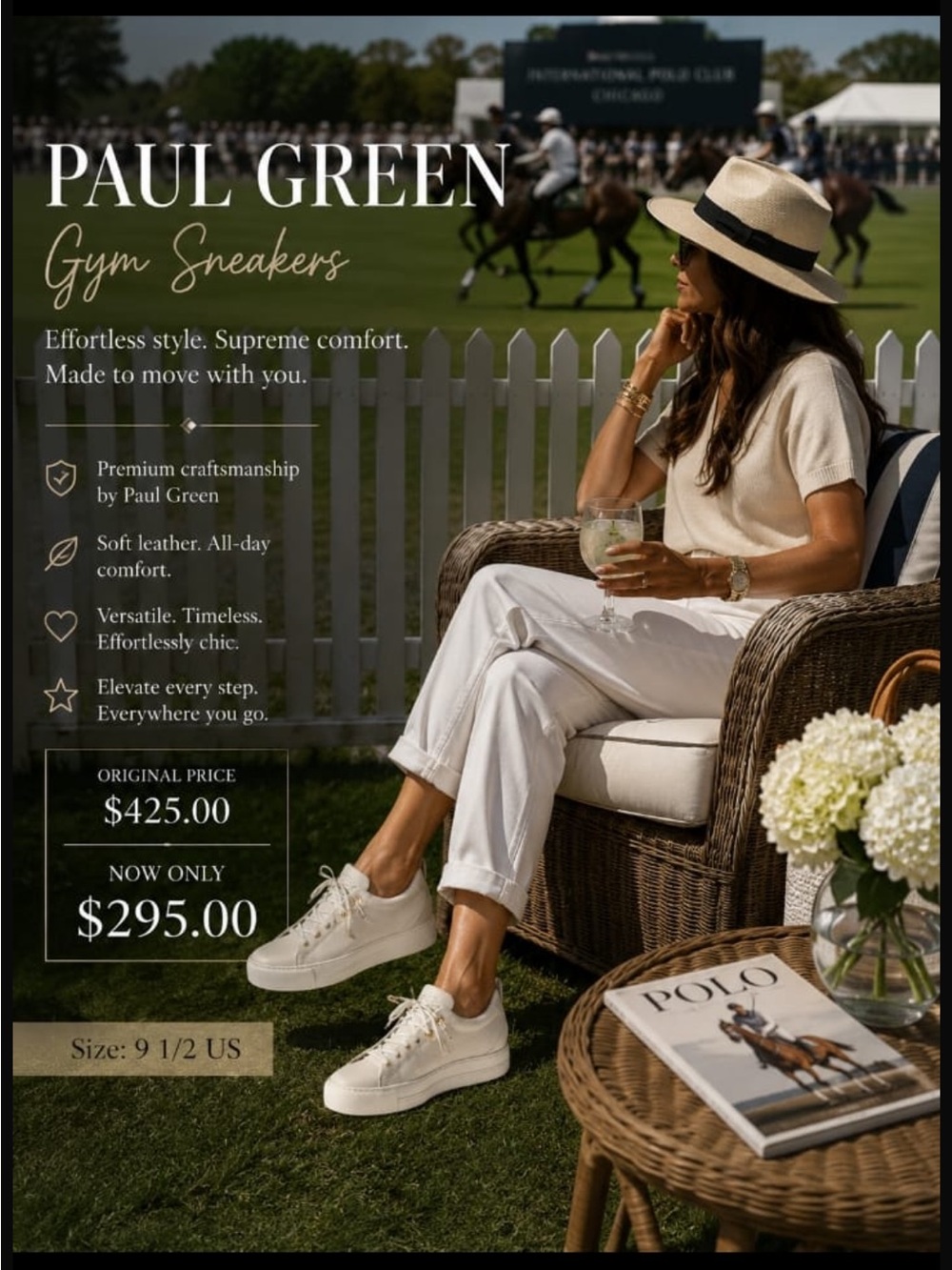 Paul Green Cream Leather Lace-Up Sneakers